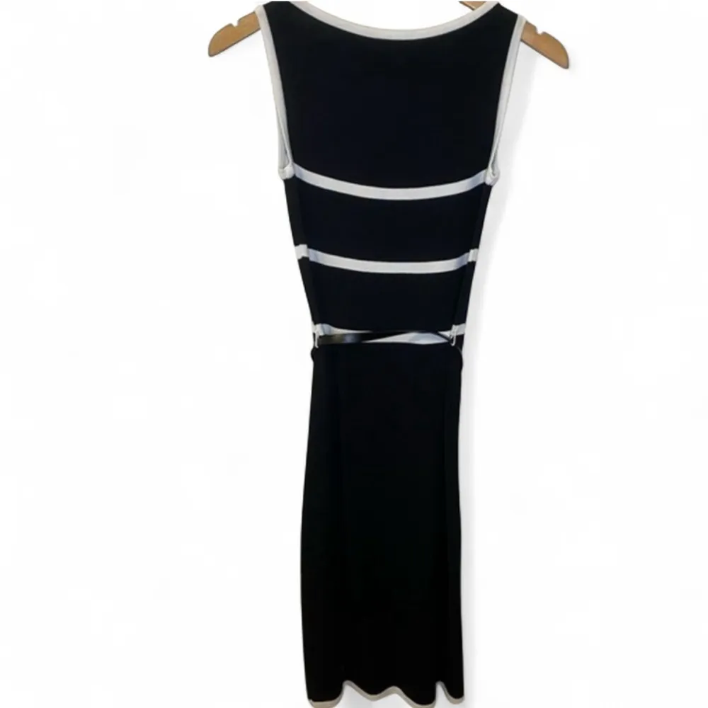 Carmen Marc Valvo Sleeveless Black White Stripe BodyCon Dress Size XS - Image 3
