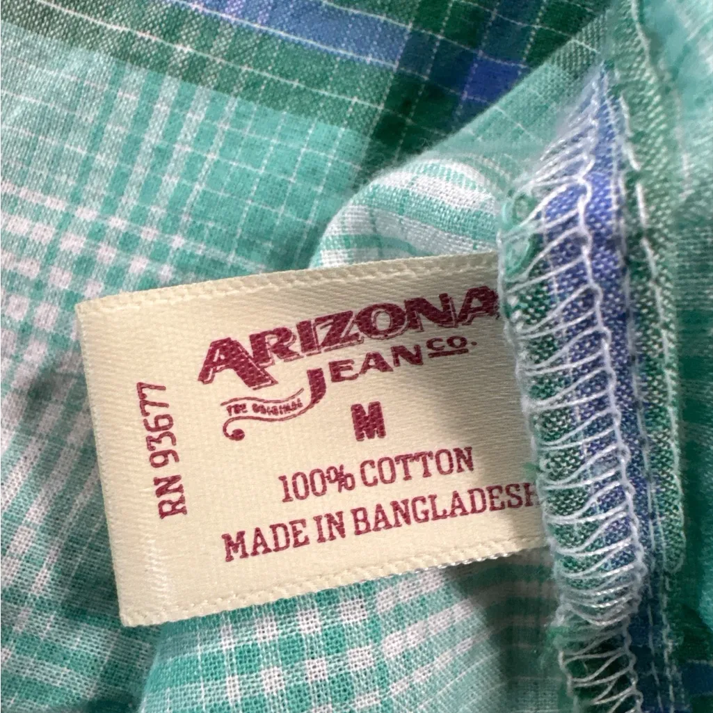 Arizona Jean Company‎ Green and White Plaid Shirt - Image 6
