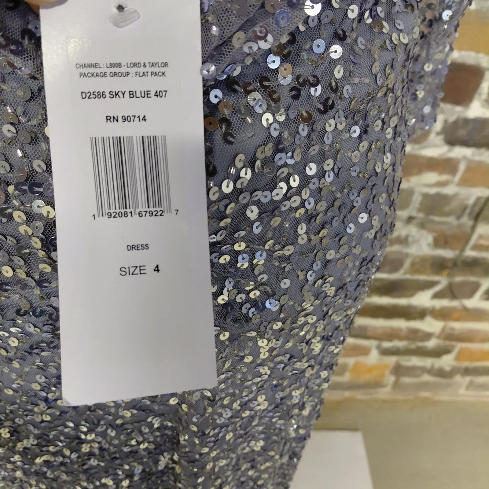 Pisarro Nights Formal Sequin Evening Dress Size 4 Blue Wedding Cocktail Party - Image 11