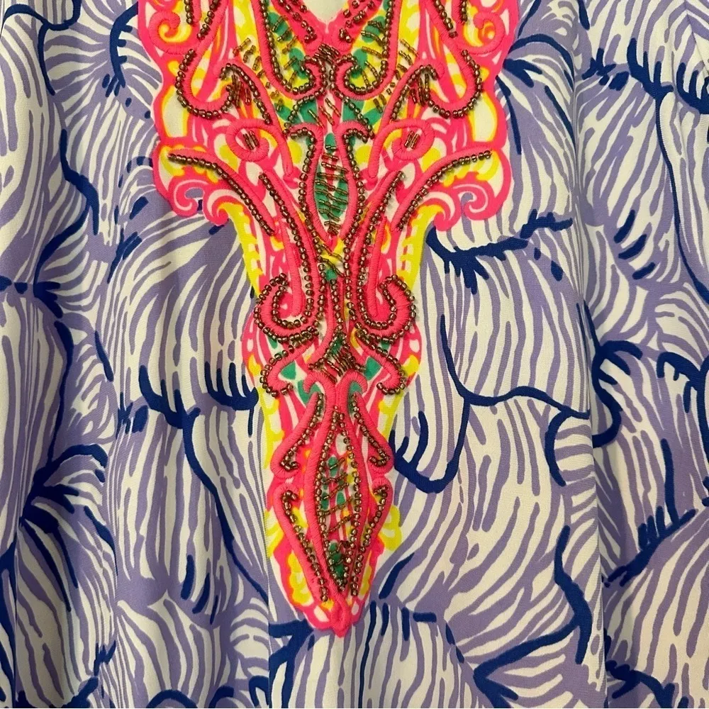 Lilly Pulitzer Bordeaux Beaded House of Nemo Printed Dress - Image 4