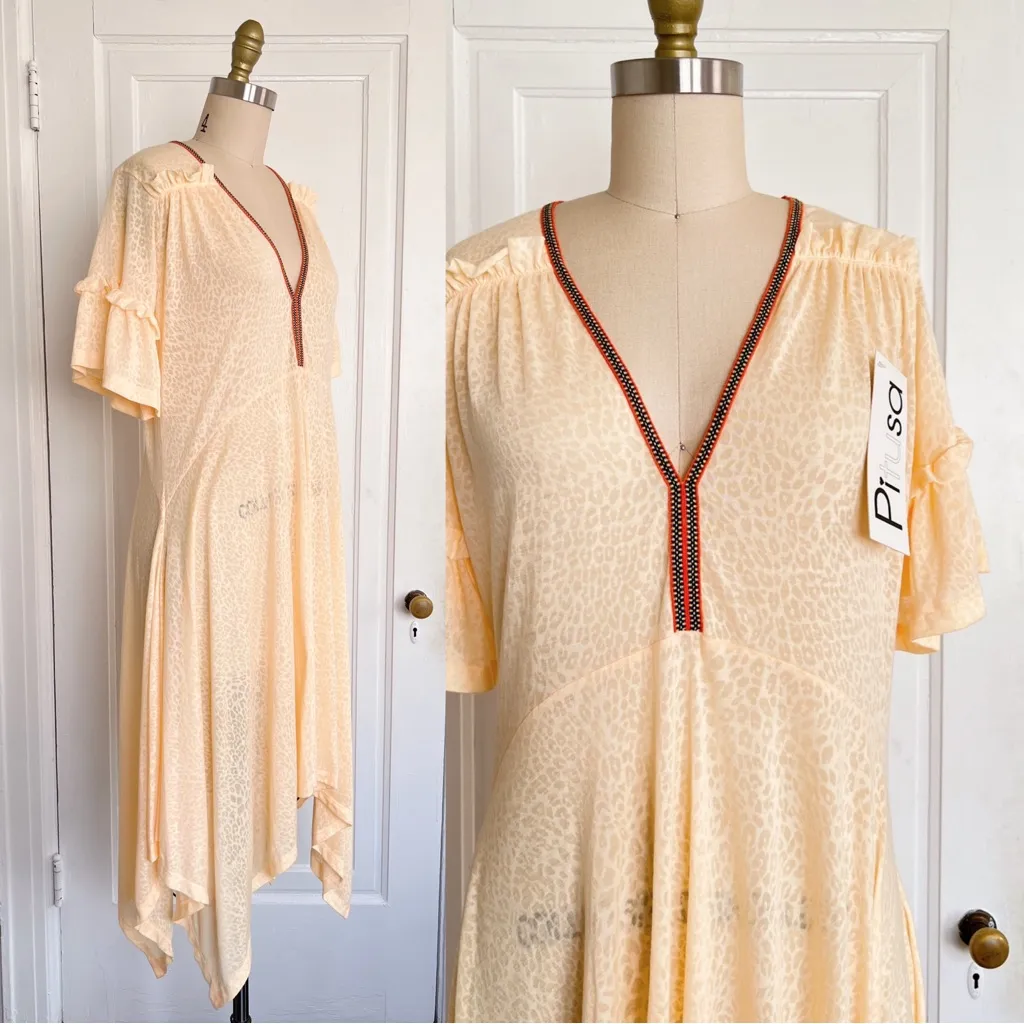 pitusa • Inca midi dress beach coverup sheer orange cheetah pattern resort - Image 5