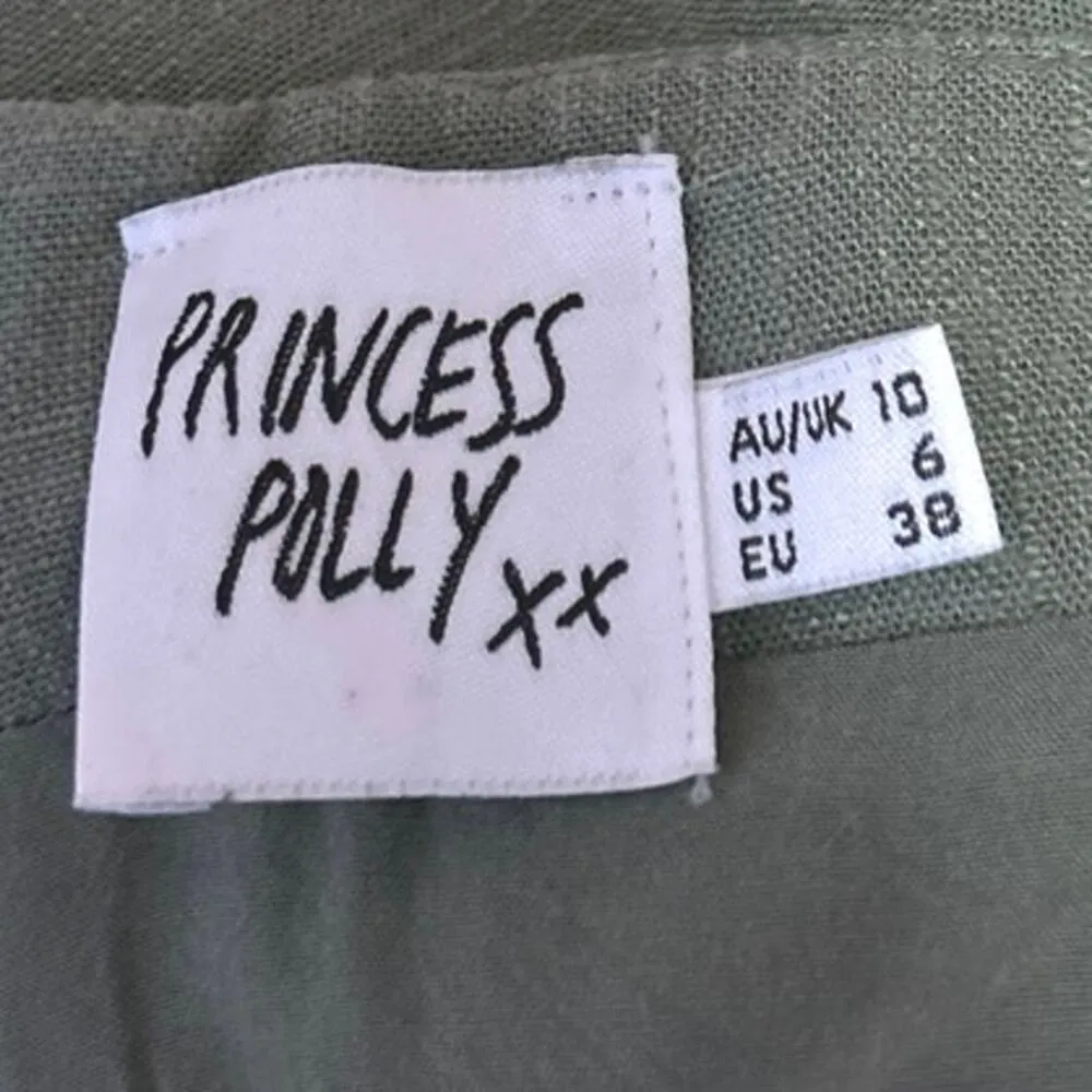 Princess Polly 100% Linen Women's Green Casual Mini A Line Wrap Skirt Skort Sz 6 - Image 4