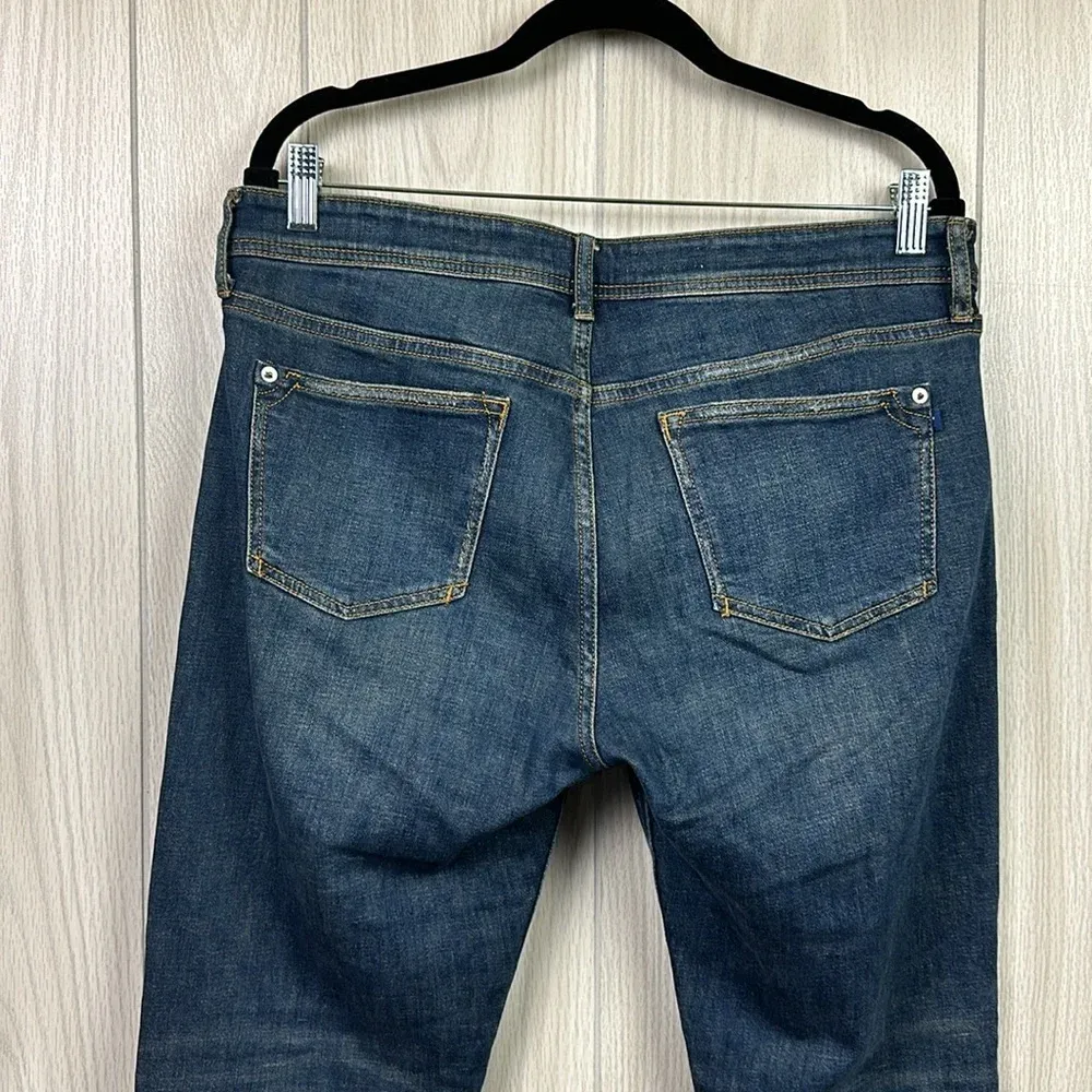 Pilcro Womens Jeans 29 Dark Wash Straight‎ Leg Cotton Pants Hole High Rise Blue - Image 8