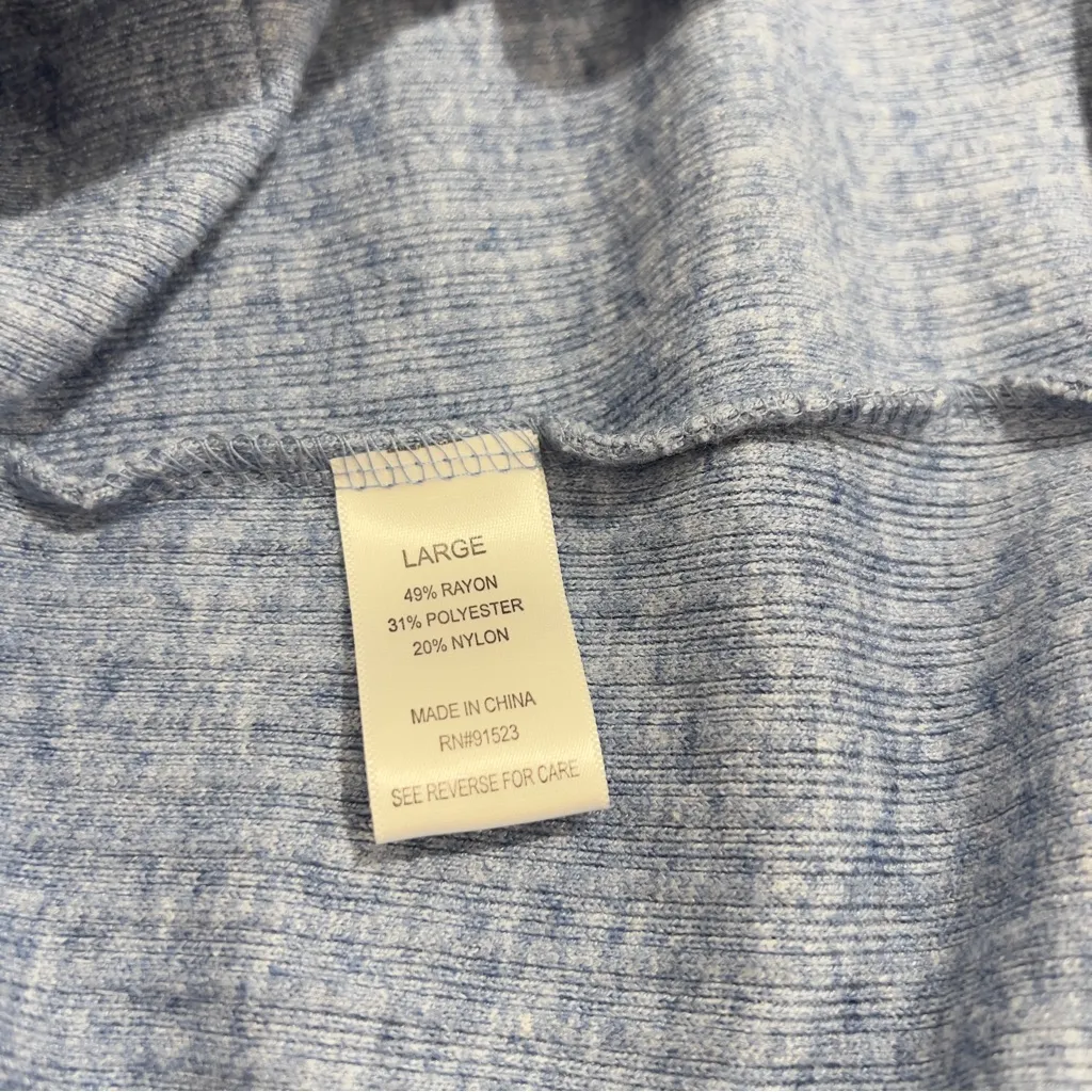 Jaclyn Intimates Ribbed Cardigan Sweater Size Large Heathered Blue Front Pockets - Image 7