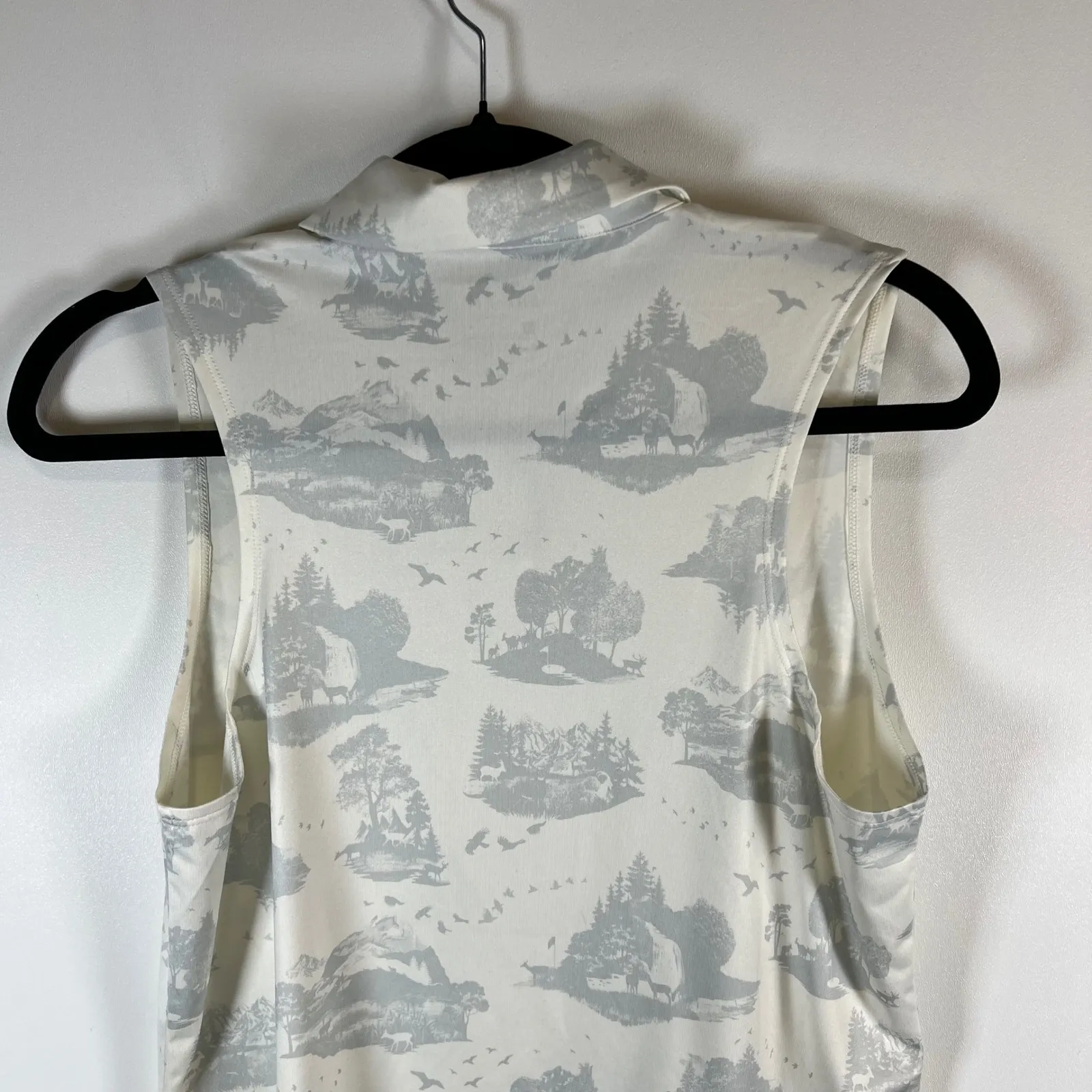 Nike Dri FIT Sleeveless Golf Polo Shirt Women's Size Medium Nature Scene Print - Image 8