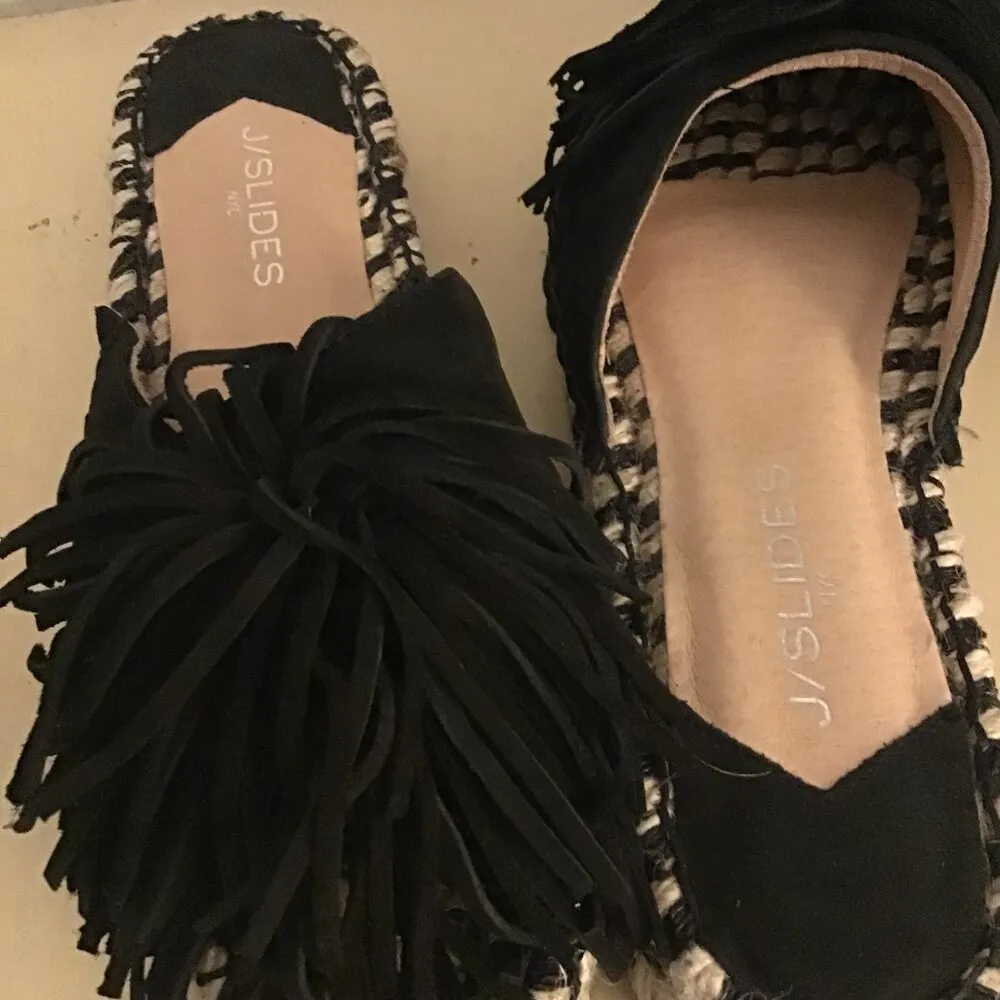 JSlides new with no tag'women black leather espadrilles platform sandals US 7.5 - Image 10