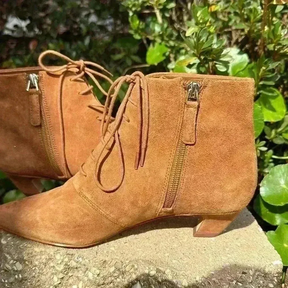 Nine West Shoes Women's 5.5 Beige Camel Tan Leather Yendira Ankle Bootie - Image 11