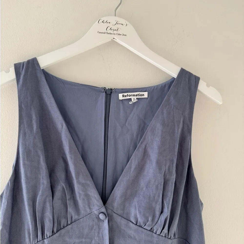 REFORMATION Sebastien Linen Midi Dress in Cornflower 12 - Image 6