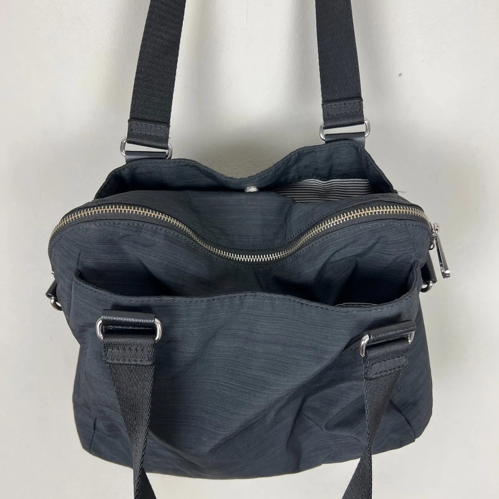 Kipling Shoulder Bag Black Nylon Travel Double Strap Lightweight‎ Solid Medium - Image 7