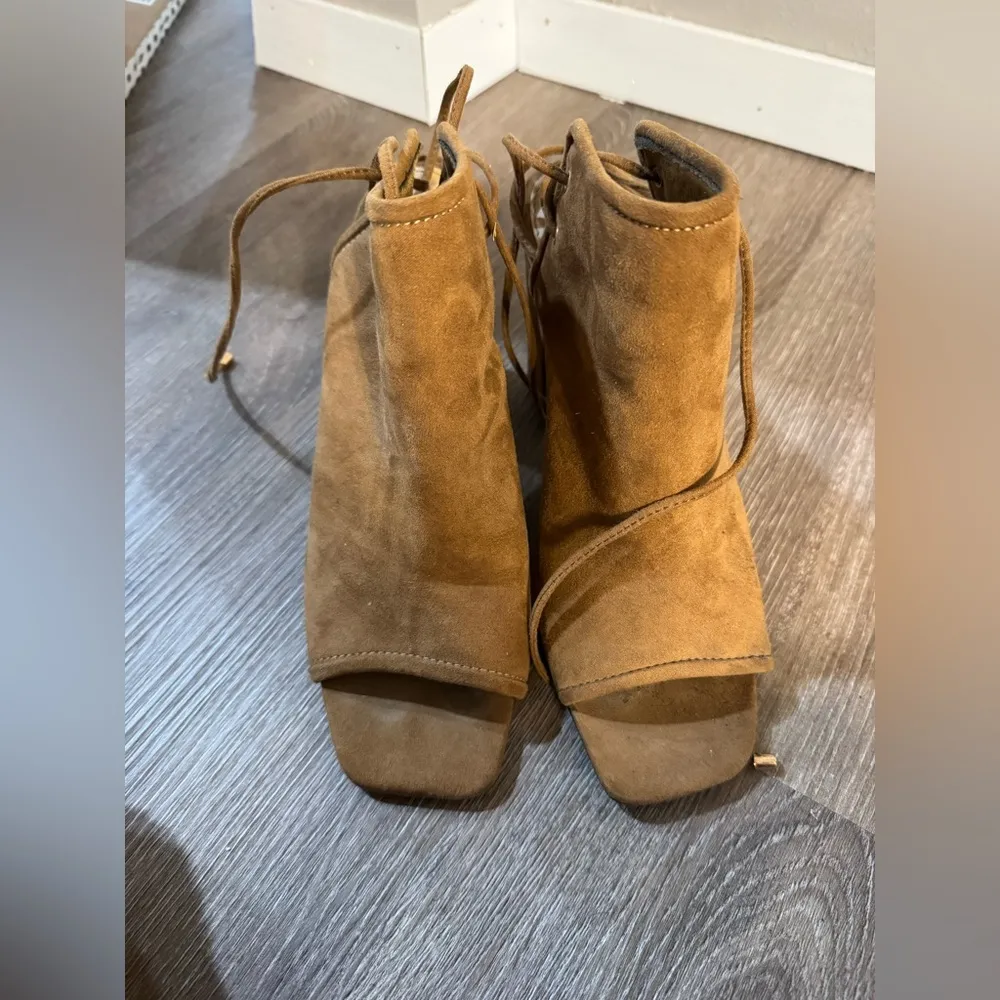 Maurice's 2/$10 Tan Suede Block Heel Ankle Boots - Image 3