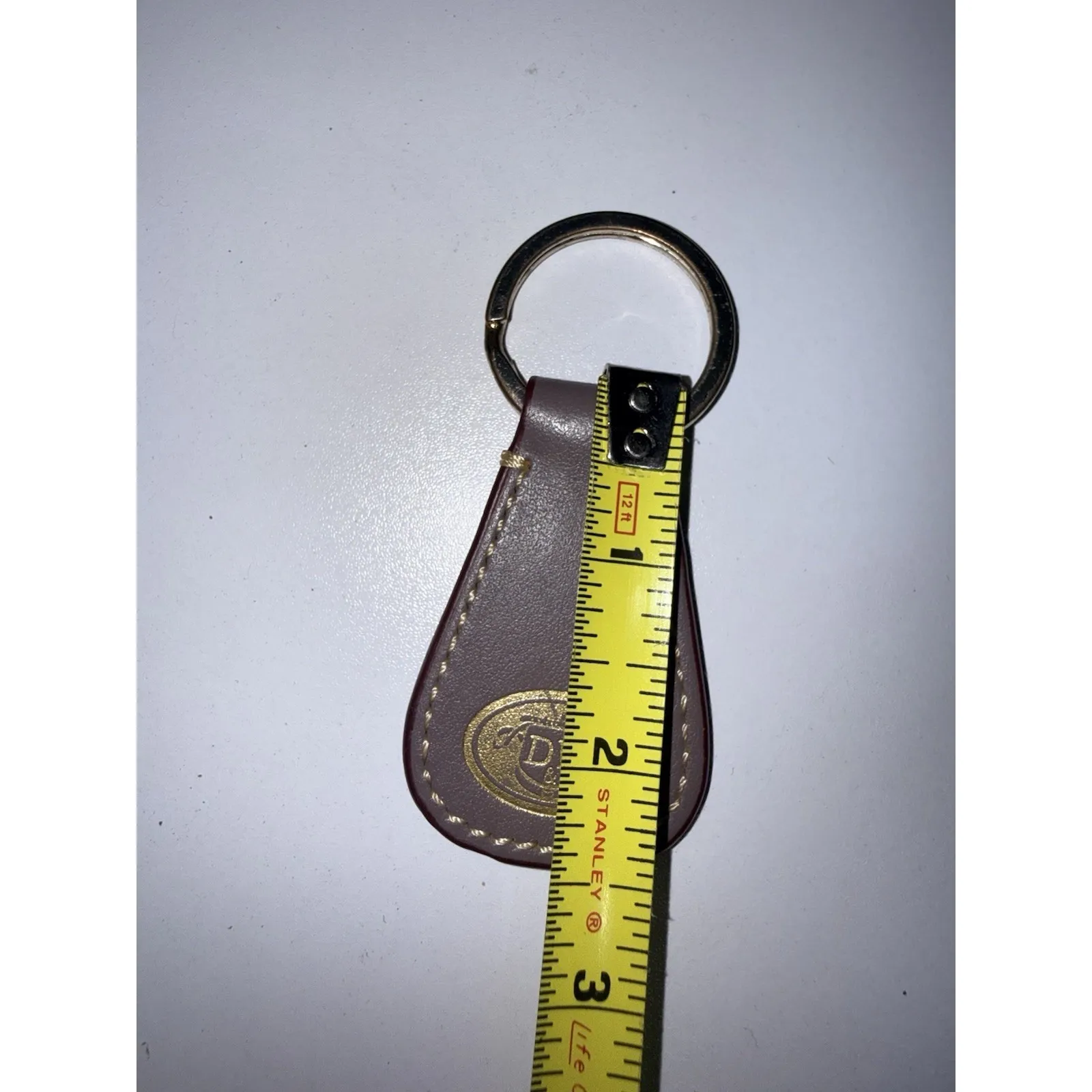 DOONEY & BOURKE Leather Keychain Fob DB Embossed Gray Keyring - Image 4