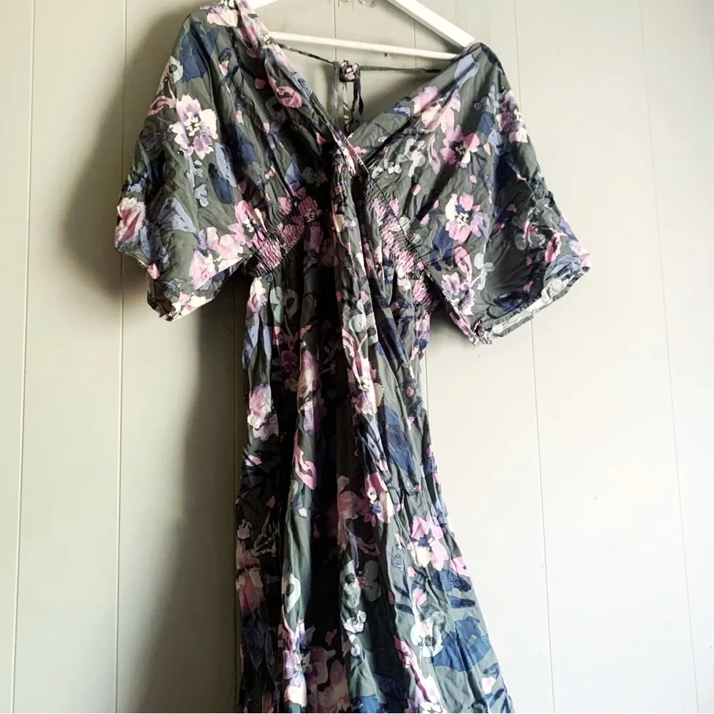 Jessica Simpson Maternity Gray Floral Maxi Dress M - Image 3
