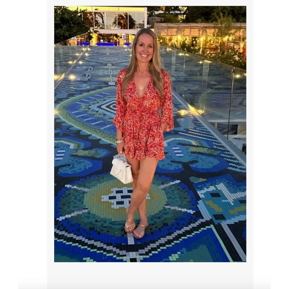 Iro Floral Print Lightweight Romper Red Womens Size FR 36 US 4 - Image 15