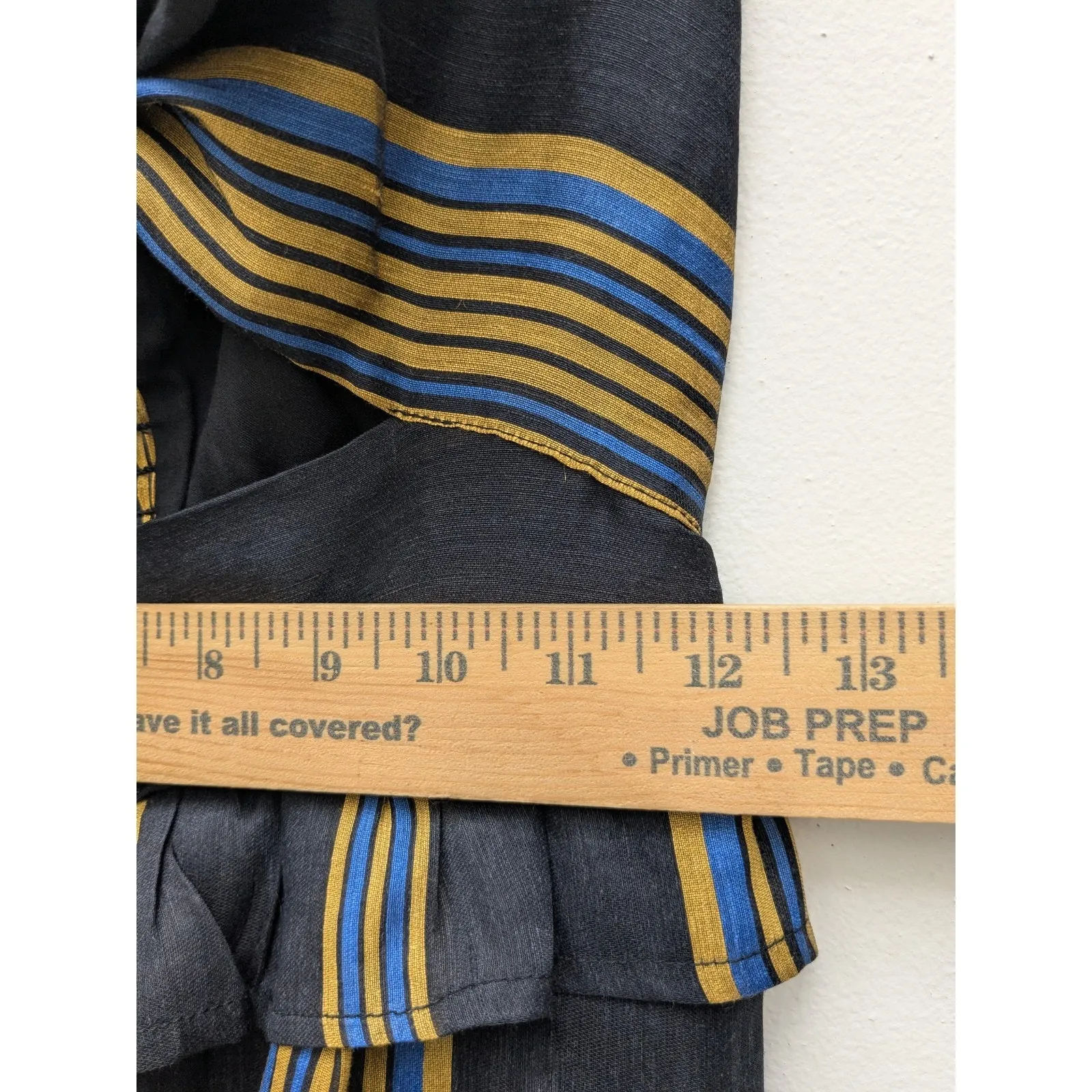 Honey Punch Women's Jumpsuit Halter Cut-Out Bun Ruffle Striped Black Gold Small - Image 7