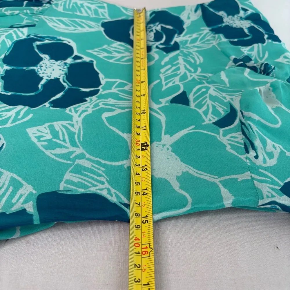 Anthropology Odille Silk Babydoll Dress Sz. 6 Floral Green WhimsiGoth Fairycore Blue - Image 6