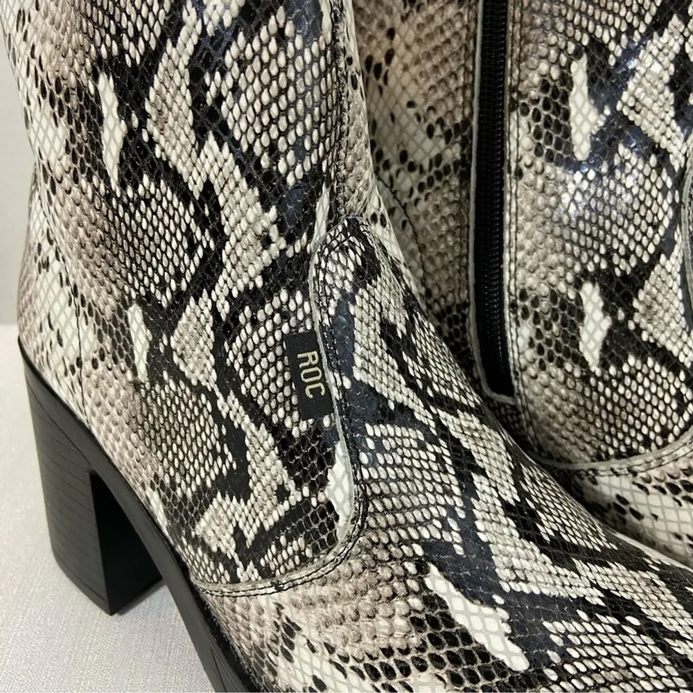ROC Australia Invito Snakeskin Boots Women's Size 40 Black - Image 4