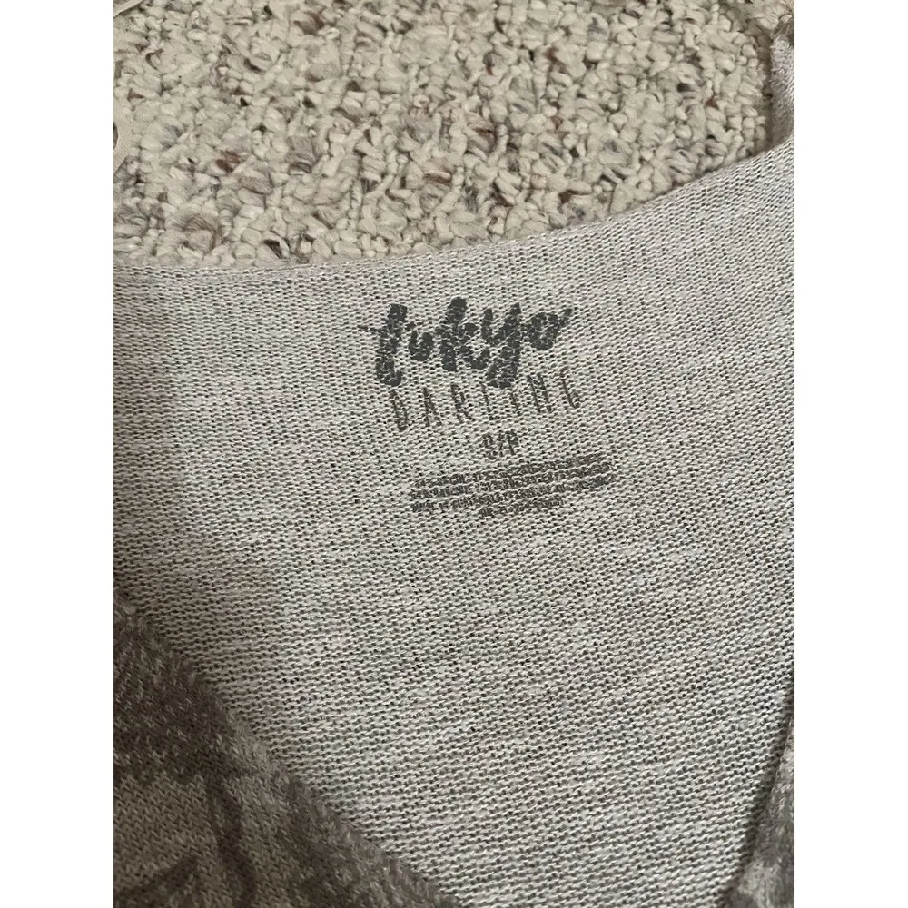 Tokyo Darling Women’s Off White Knit Short Sleeve Top Mandala Size Small - Image 2