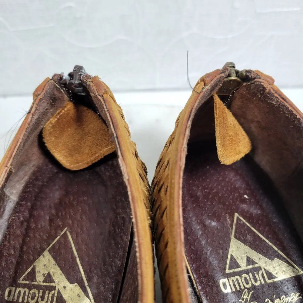 Amoura Papa Jimenez Mule Bootie Shoes Women 7.5 Brown Woven Slip On Pointed Toe - Image 6