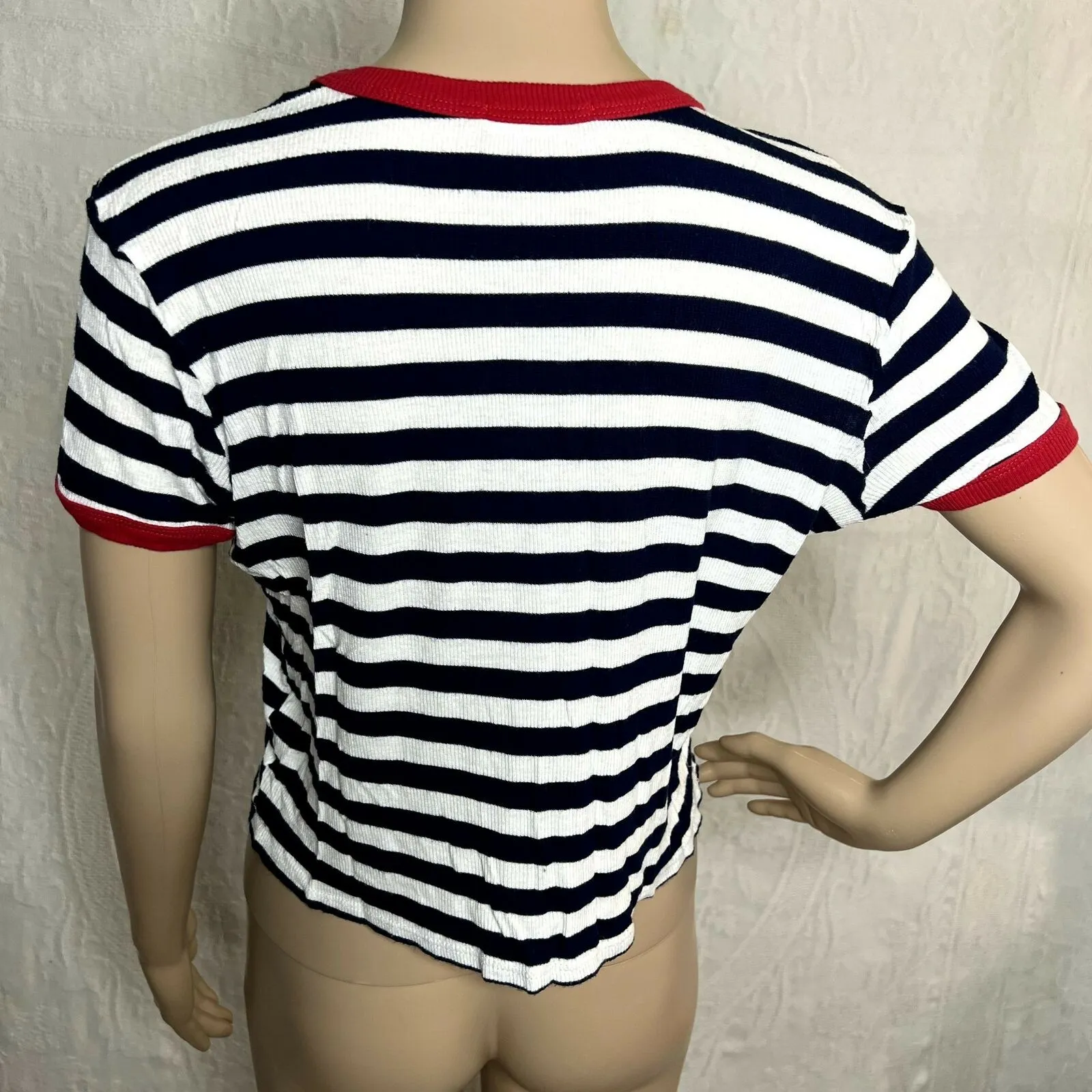 Tres Bien Striped Short Sleeve Crop Tee - Image 3