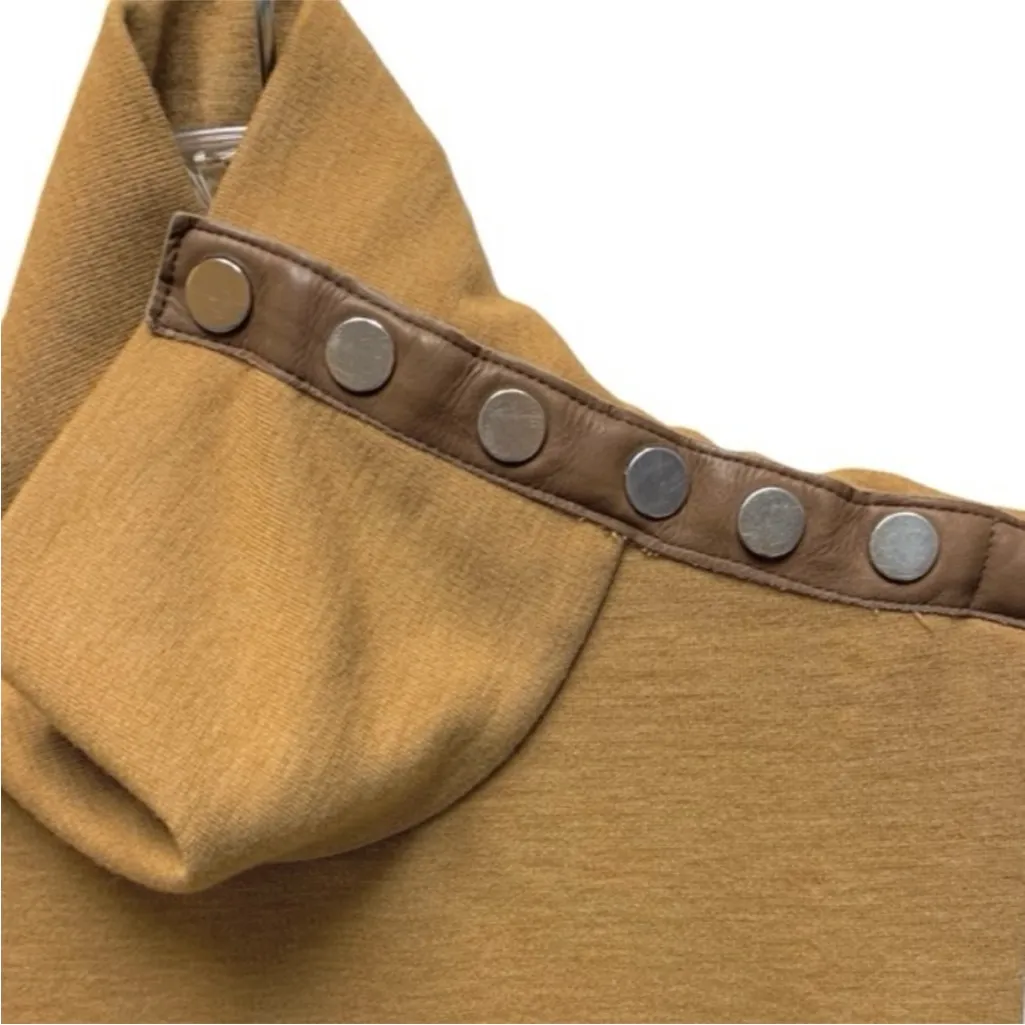 Ralph Lauren Sport Sleeveless Stretch Leather Snap Mock Neck Midi Dress Small - Image 3