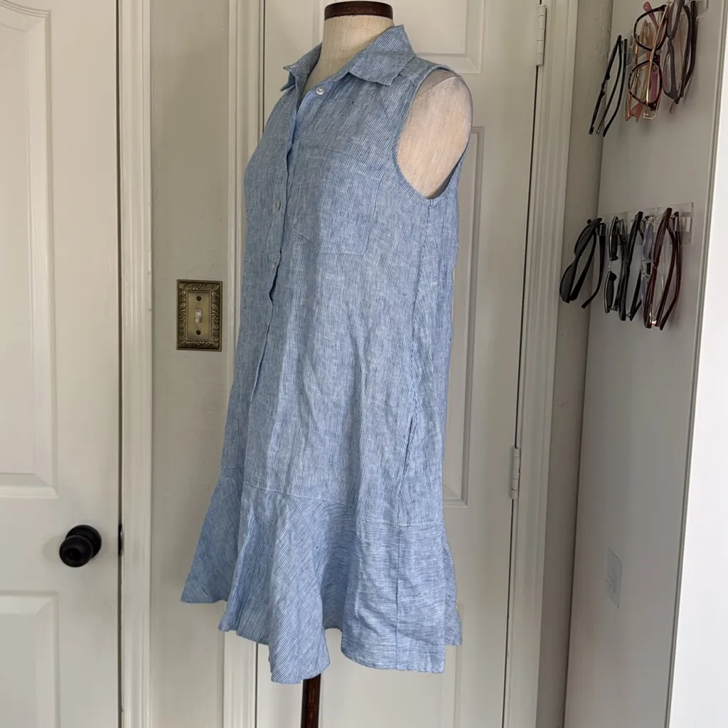 Magaschoni micro stripe linen shirt dress - Image 11