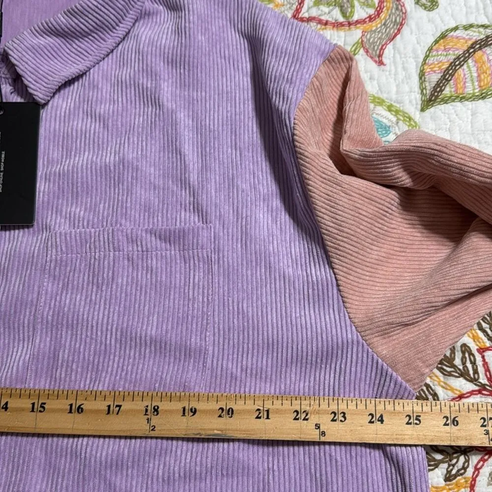 PRETTY LITTLE THINGS 10 color block corduroy pocket front oversized shirt dress - Image 6