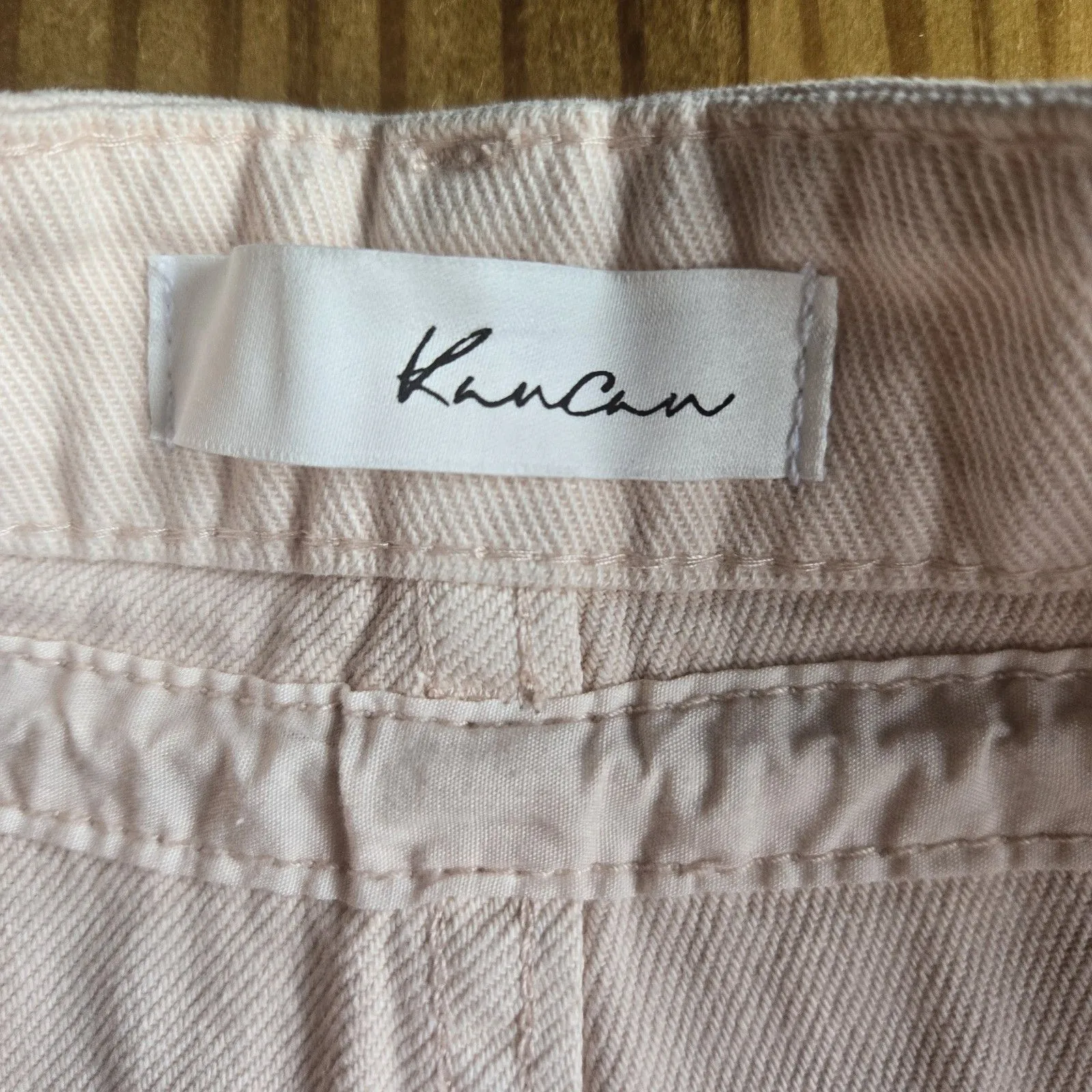 KanCan Emma Blush Denim Shorts XL High Rise Cuffed Hem Drawstring Pink NWT 32" - Image 5