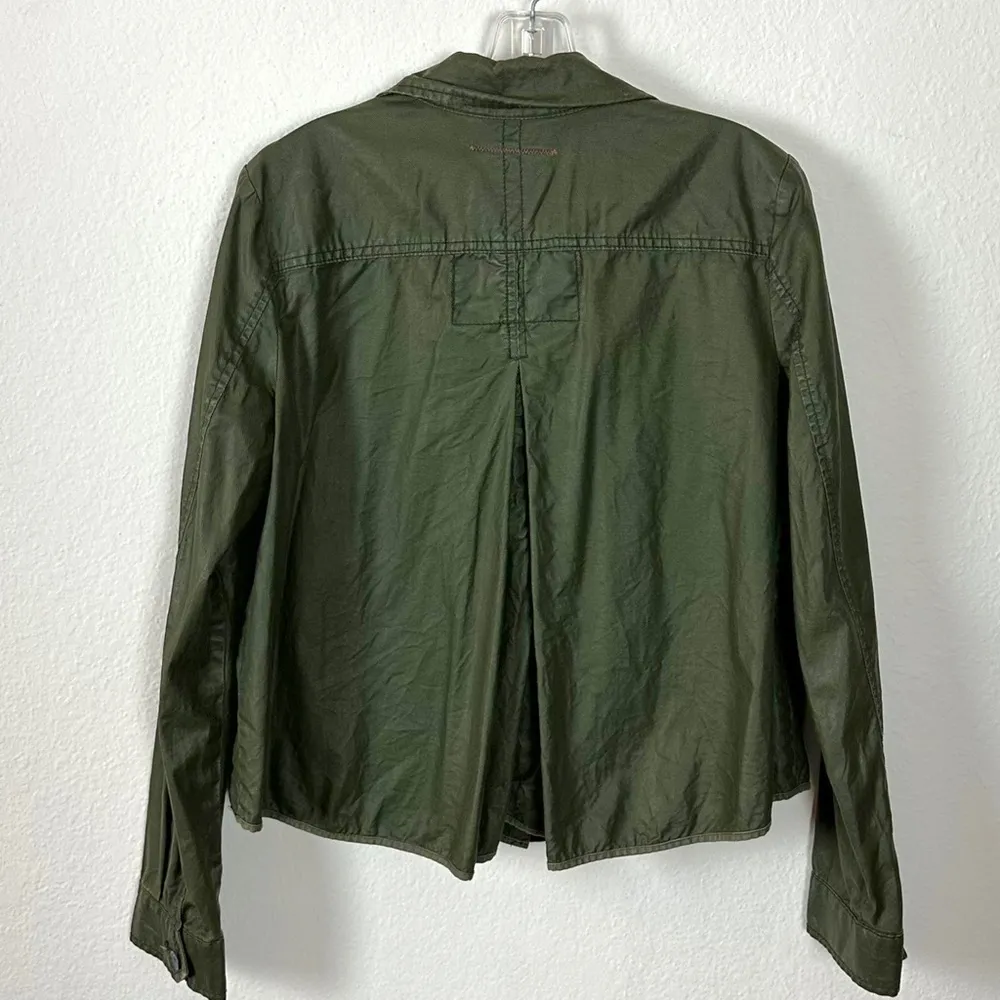 Anthropologie Hei Hei Coated / Waxed Army Green 
Military Utility Swing Jacket S - Image 7