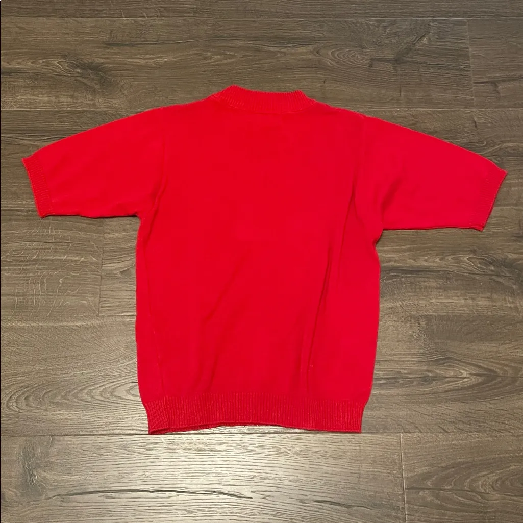 Vintage Sophisticated by Pendleton Red Crewneck Short Sleeve Sweater, Size Small - Image 5
