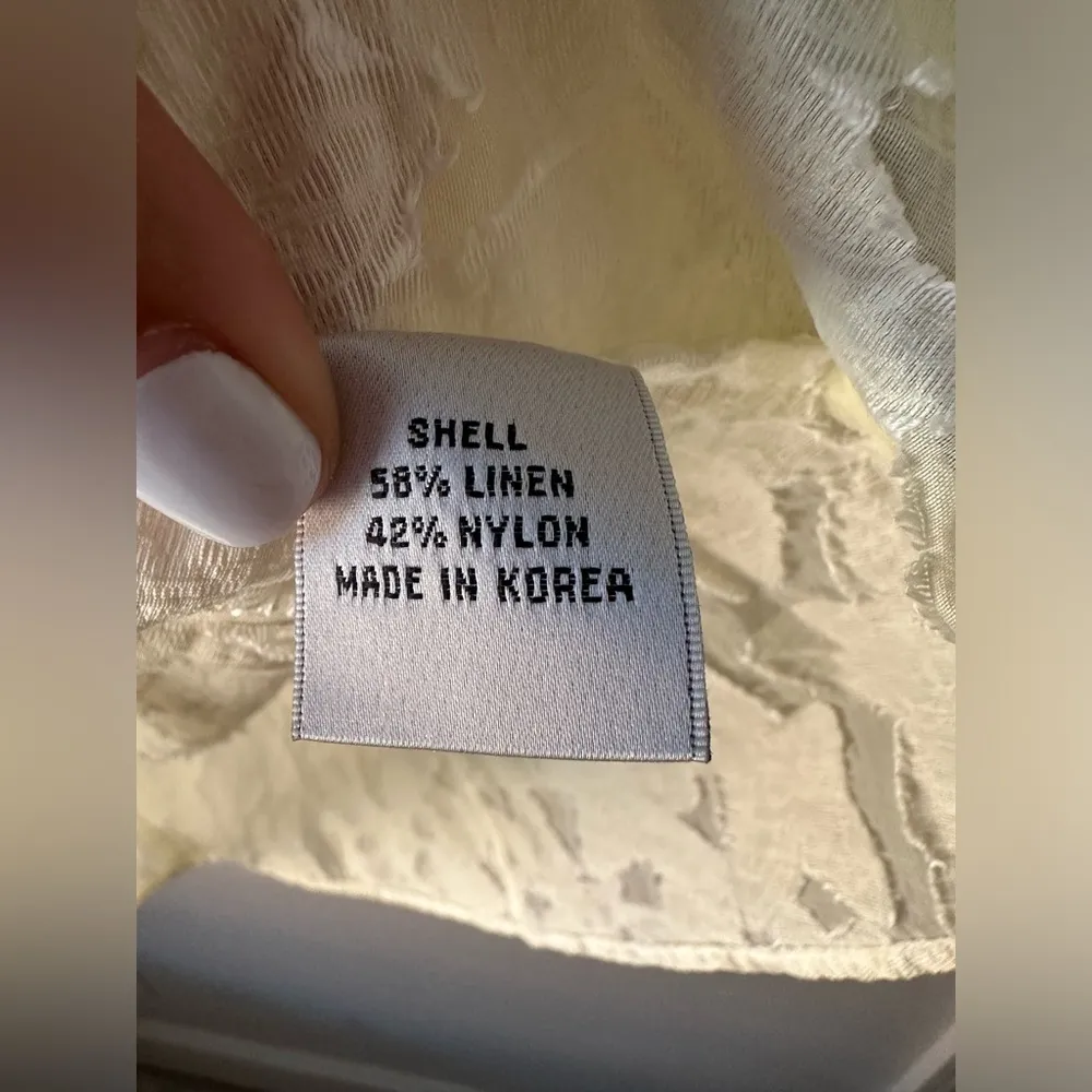 Vintage Talbots Women’s Linen Blend Blouse Top Floral Button Up Collared Sz 14W - Image 6