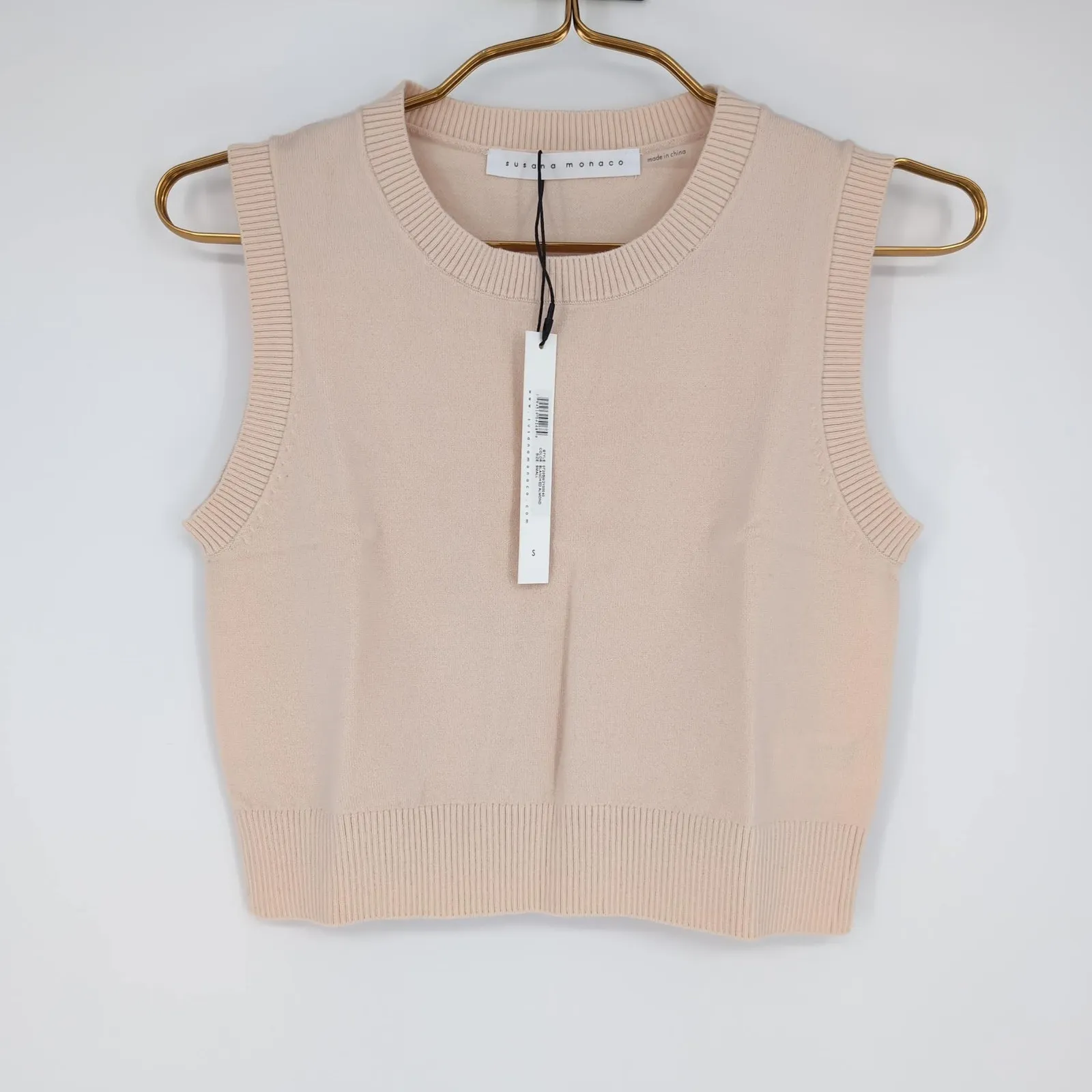 Susana Monaco Womens Crop Sweater Jumper Top in Blanched Almond - Size S - NEW - Image 3