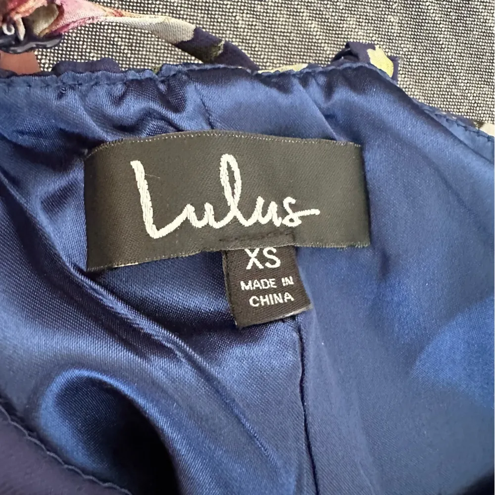 Lulus Always There For Me Navy Blue Floral Print Wrap Maxi Dress NWT | XS - Image 13