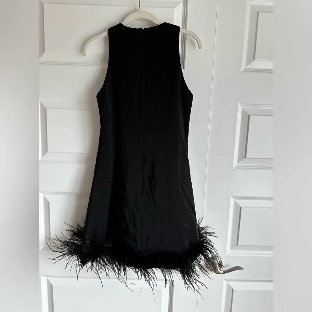 Mac Duggal Feathered Hem High Neck Sleeveless A
Line‎ Dress Mini Dress 2 - Image 5