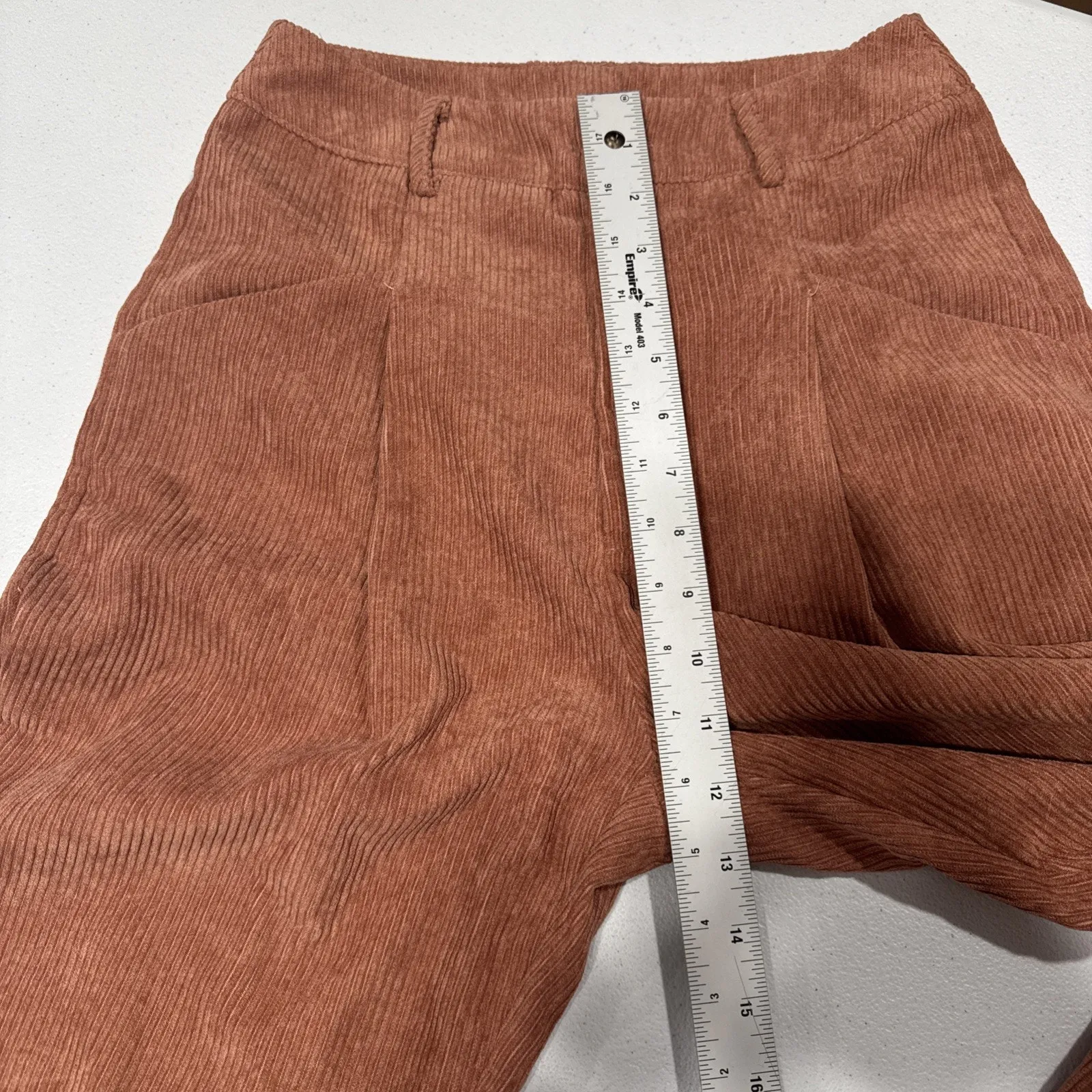 Shein High Rise Corduroy Pants Womens Size 2 Pink Orange Casual Trouser Fall - Image 6