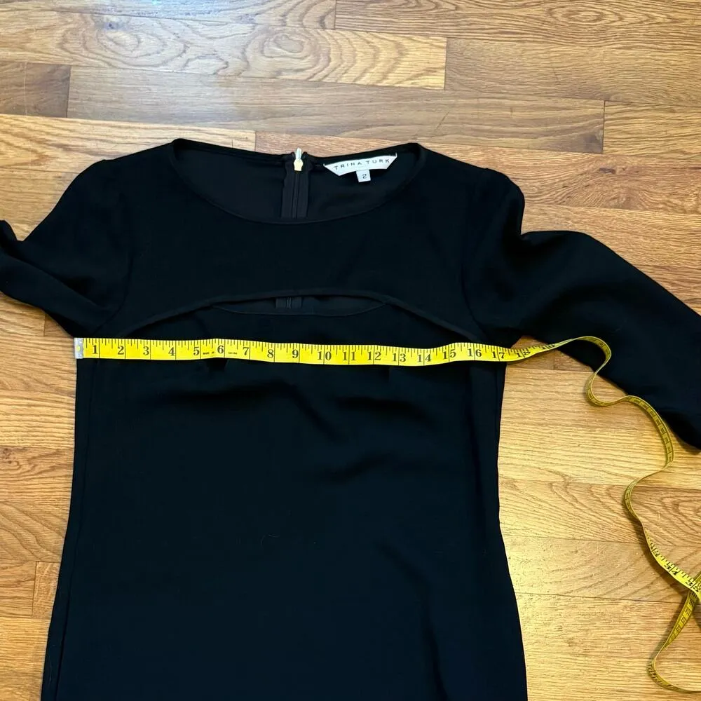 Trina Turk Women’s 2 Marlowe Cutout Black 3/4 Sleeve Boat Neck Shift Dress Chic - Image 5