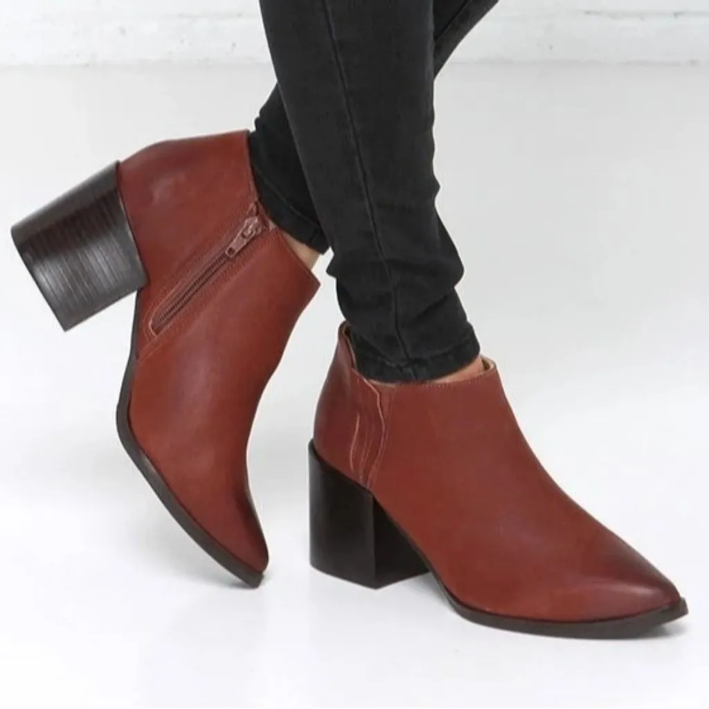 Matisse Victory Brick Leather Pointed Toe Booties Red Size 8.5 - Image 11