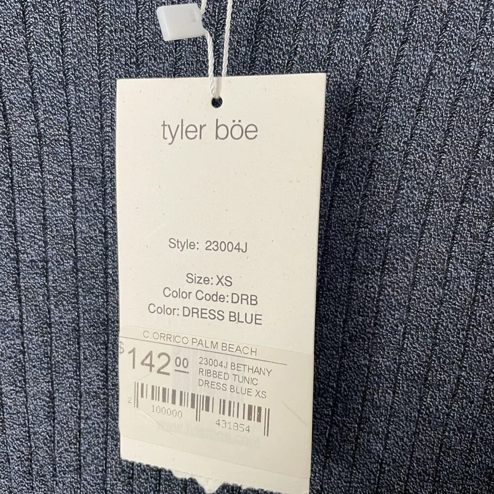 Tyler Boe Size XS Bethany Ribbed Tunic Dress Long Sleeve Stretchy NEW NWT Blue - Image 2