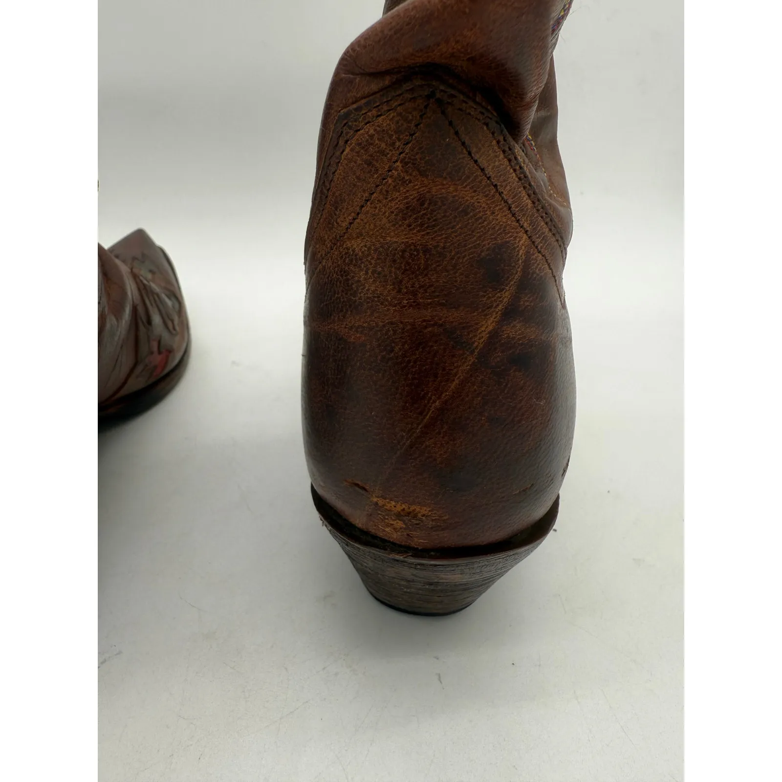 Vintage Dan Post Brown Leather Cowboy Western Women's Point Toe Boots Size 6 - Image 7