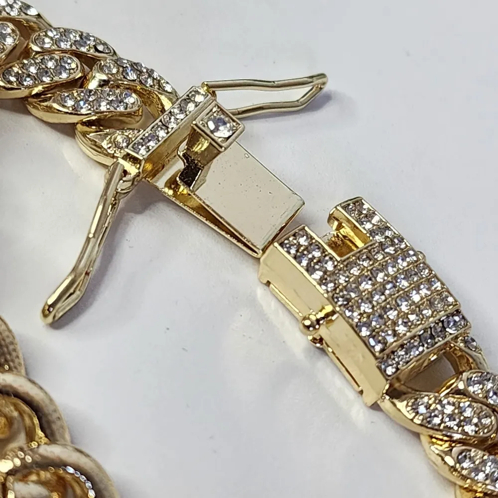 Iced Out Gold Miami Cuban Link Chain Bracelet - Image 5