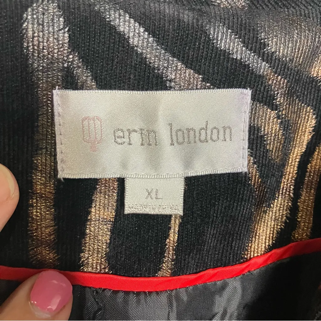 Erin London black bronze animal print full zip blazer women’s size XL‎ - Image 4