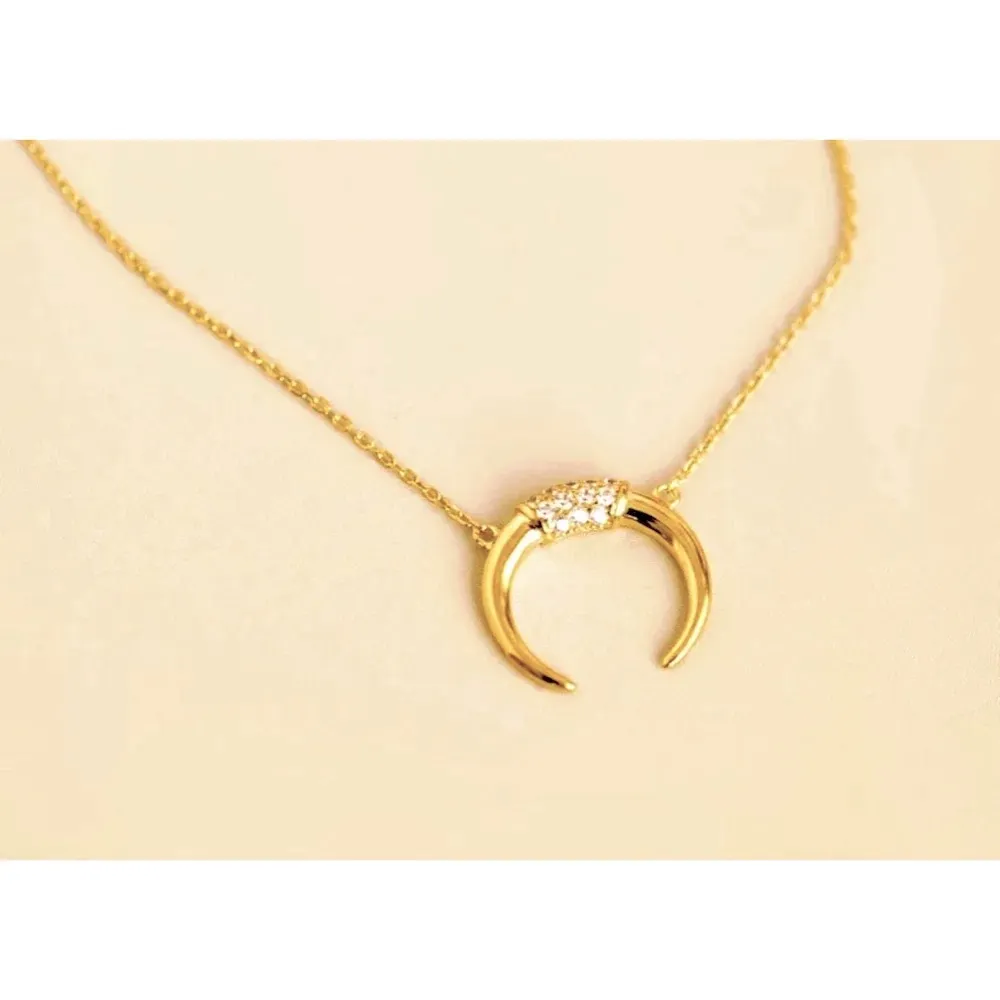 NEW Women's Gold-Plated Crescent Moon Horn‎ Necklace Size 16 + 2” - Image 9