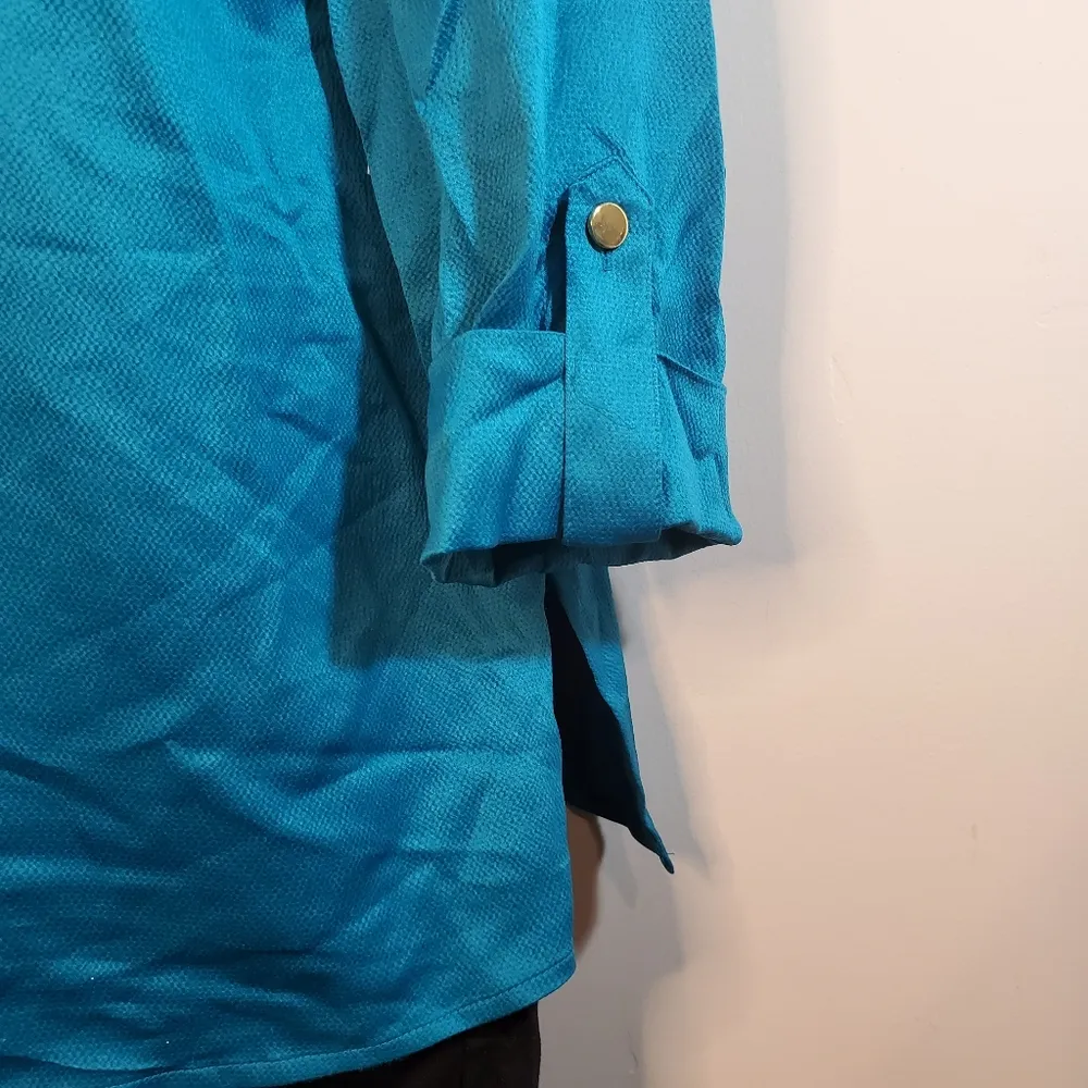 JM Collection Green Blue Collared Button Down 8 - Image 6