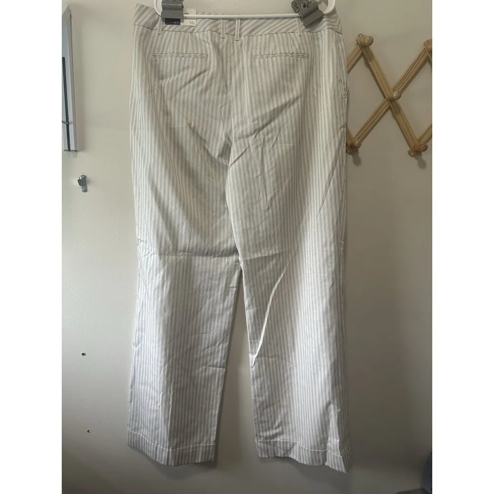 Ann Taylor Ann Dress Pants Size 16L Cream With Black Pinstripes - Image 7