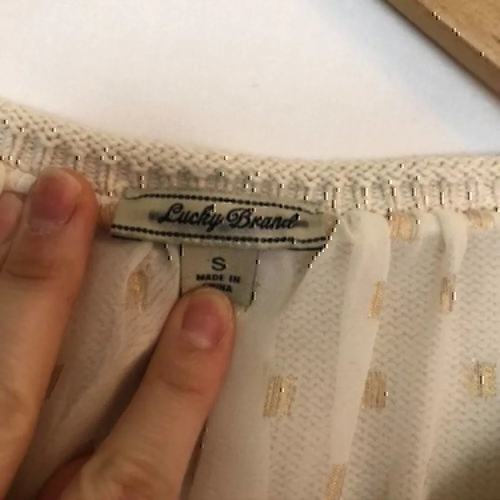 LUCKY BRAND Split Back Sweater Beige Cream Oatmeal Twofer Metallic Mixed Media S - Image 6