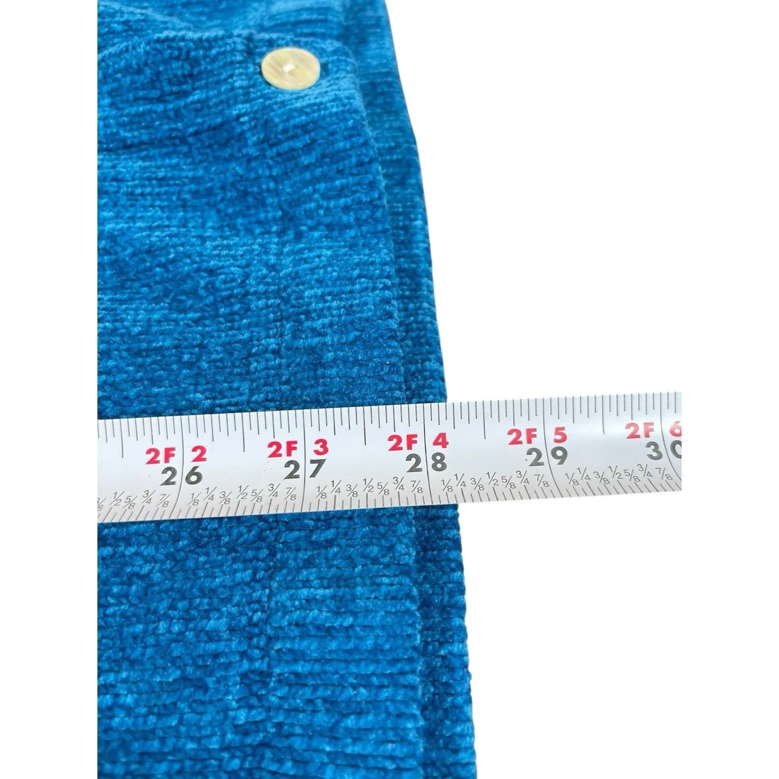 VTG 90s Denim & Co Blue Chenille Button Front Collared Cardigan Sweater S - Image 6