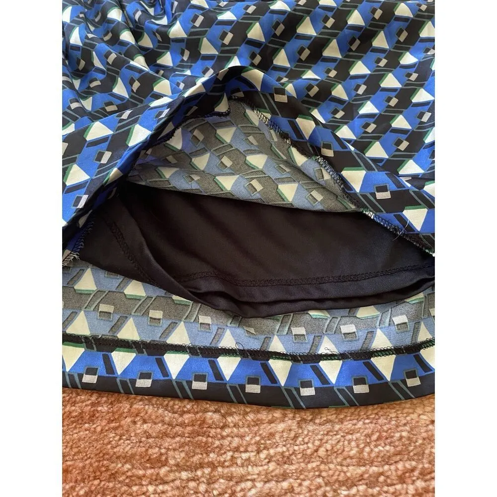 Zara Blue Geometric Print Mini Dress Ruched Long Sleeve Size S - Image 5