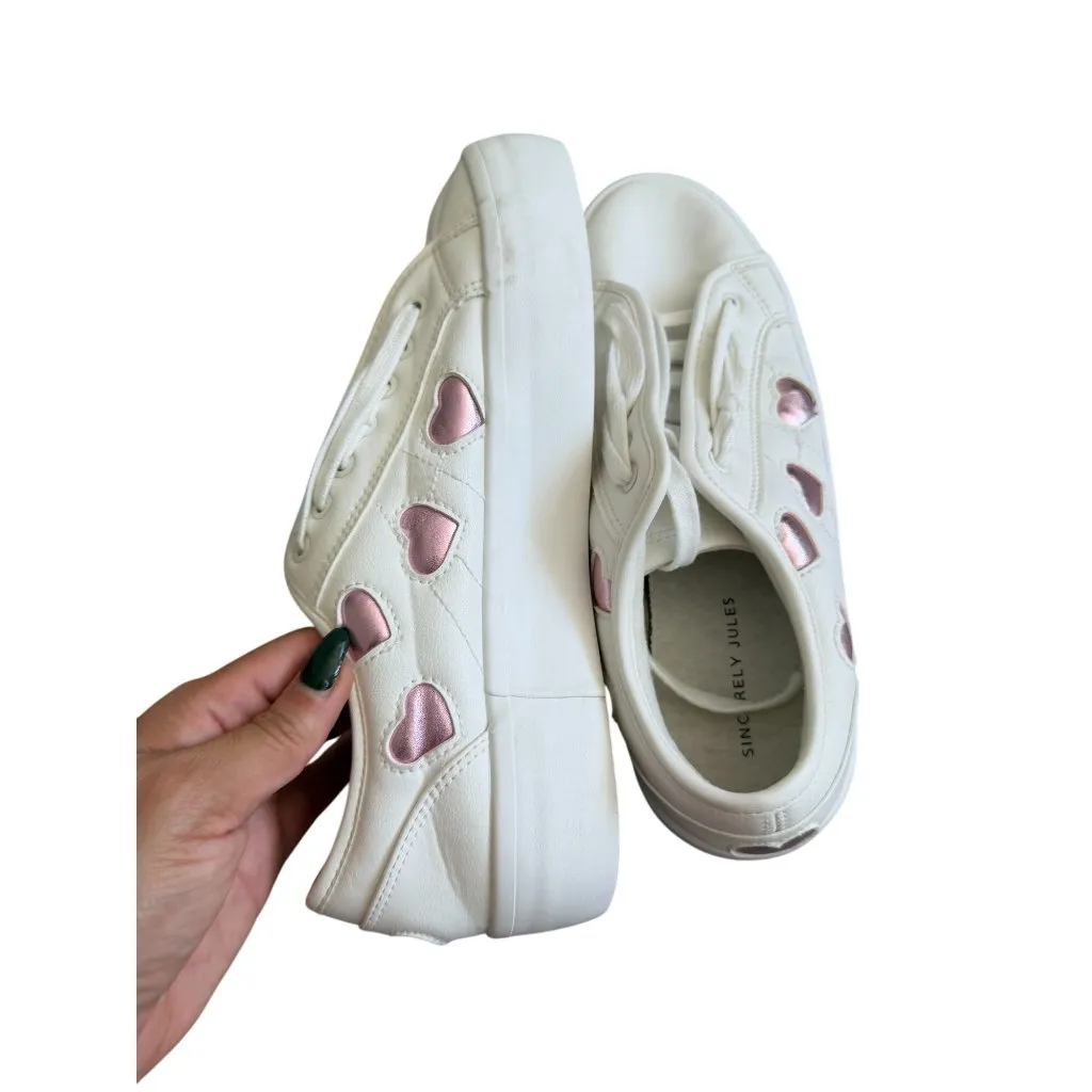 SINCERELY JULES Tag Pink White Heart Print Sneakers Size 8.5 - Image 7