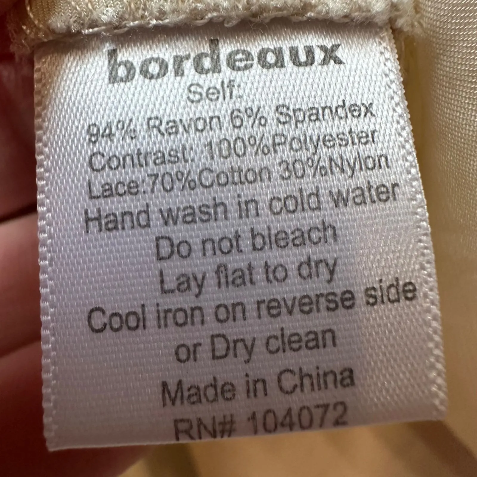 BORDEAUX Womens Long Sleeve Lace Trim Tunic Top Shirt Beige Size S Boho - Image 7