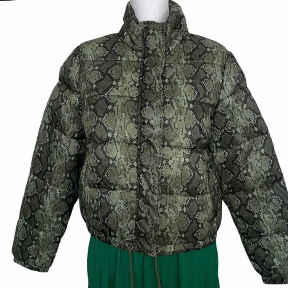 NWT Ashley By 26 Green Snake Print Puffer Jacket - Image 5