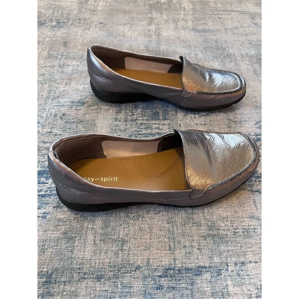 Easy Spirit Silver Abide Leather Casual Flat Loafer Size 6.5WW - Image 5